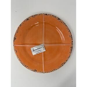 Tommy Bahama Melamine 11" Dinner Plates Set of 4 Orange Rustic Crackle NEW